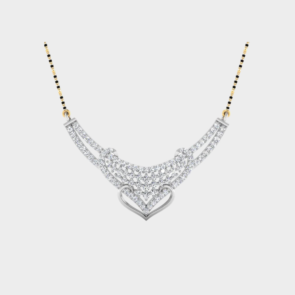 Ethical Lab Diamond Pendant Mangalsutra White Gold Women